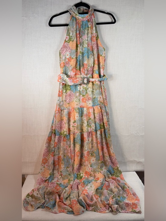 Tylon Dresses & Skirts - Taylor Pastel Floral Halter Maxi Dress with Belt
